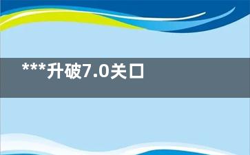 ***升破7.0关口 能在美国加大印钞力度的情况下******是一件很***的事情了